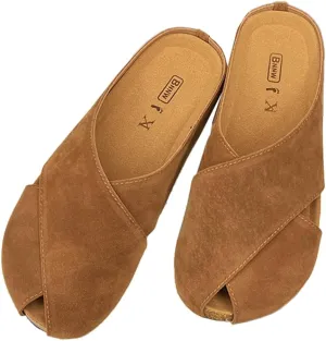 Women??s Suede Comfort Slip-On Mules Arch Support House Slippers Casual Indoor Outdoor Sandals Potato Shoes 2025