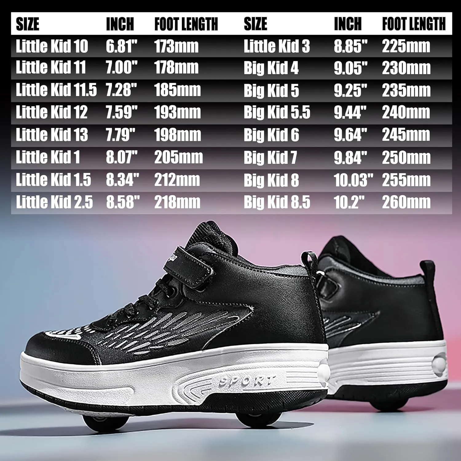 Wooowyet Roller Skate Shoes for Kids Boys Girls Rechargealbe Wheels Sneakers Fashion Roller Wheeled
