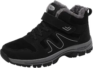 Work Boots for Men Slip On Hiking Sneakers with Warm Fur Lining Women's Safety Shoes with Zipper Outdoor Bota Waterproof Breathable Lightweight Hike Grounded Footwear