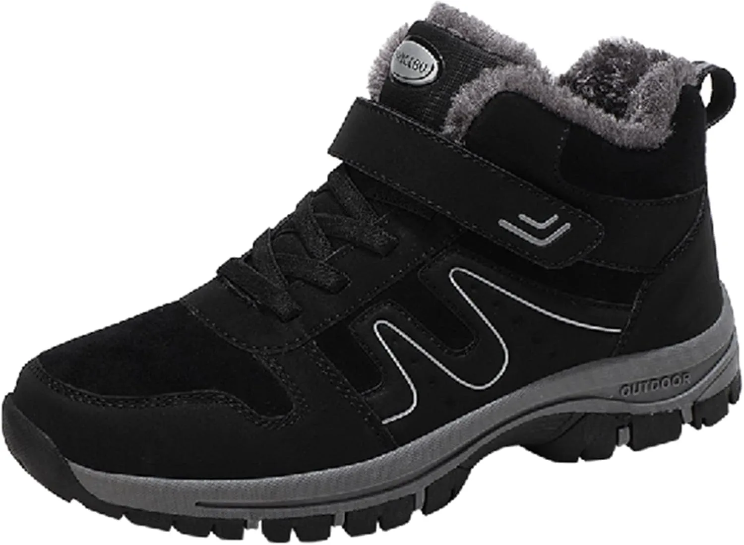 Work Boots for Men Slip On Hiking Sneakers with Warm Fur Lining Women's Safety Shoes with Zipper Outdoor Bota Waterproof Breathable Lightweight Hike Grounded Footwear