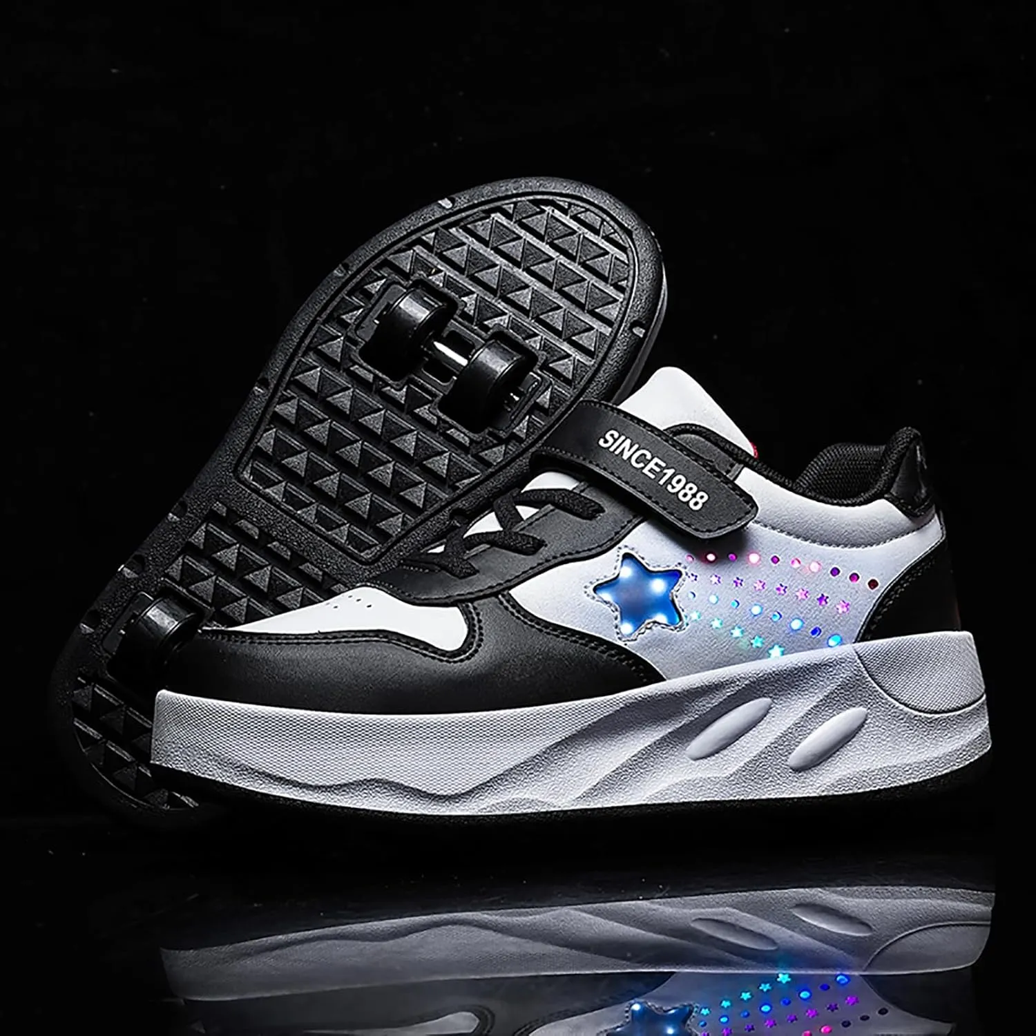 YUNICUS Roller Shoes for Girls Boys Kid Light Up Sneakers with Wheels