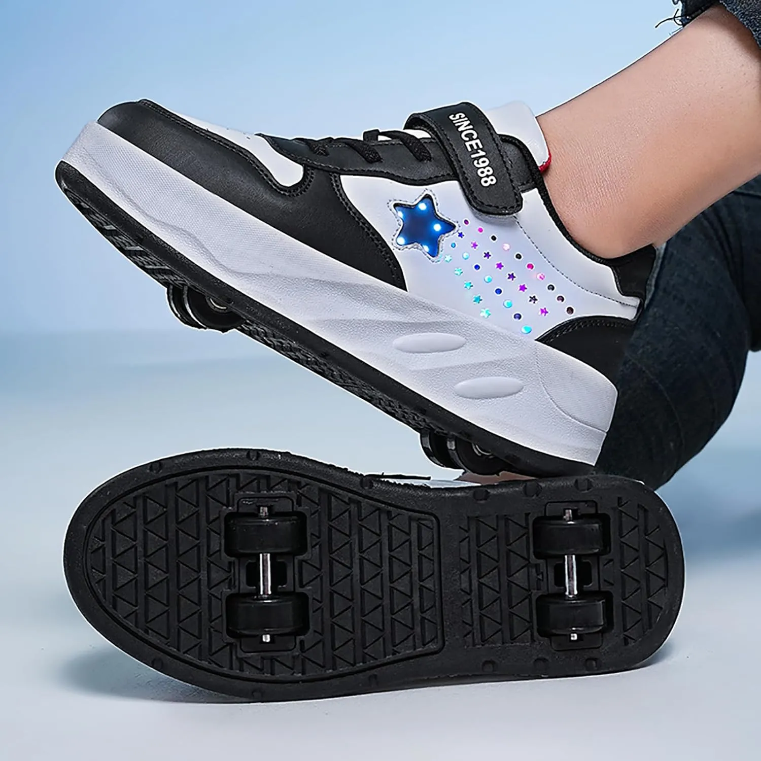 YUNICUS Roller Shoes for Girls Boys Kid Light Up Sneakers with Wheels