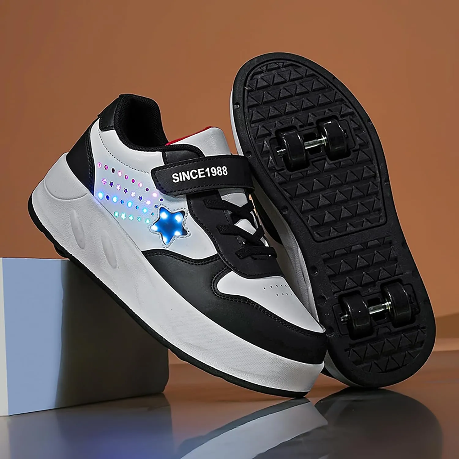 YUNICUS Roller Shoes for Girls Boys Kid Light Up Sneakers with Wheels